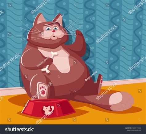 Funny Fat Cat Cartoon Vector Illustration Stock Vector Royalty Free 1220174542 Shutterstock