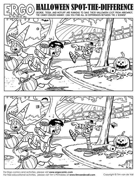 Halloween Spot The Difference Black And White Tims Printables
