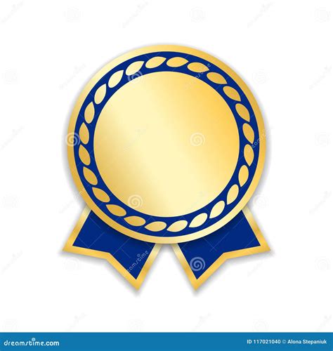 Award Ribbon Isolated Gold Blue Design Medal Label Badge