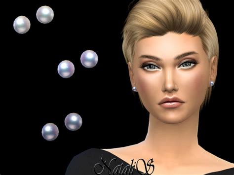 The Sims Resource Simple Stud Pearl Earrings By Natalis • Sims 4 Downloads