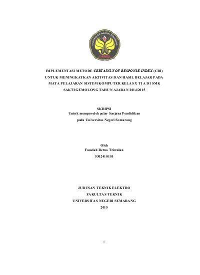 Implementasi Metode Certainly Of Response Index Cri Untuk