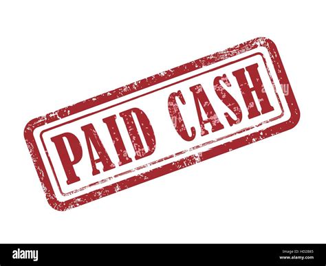 Stamp Paid Cash In Red Over White Background Stock Vector Art