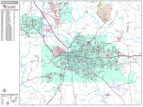 Montgomery Alabama Wall Map Premium Style By Marketmaps Mapsales