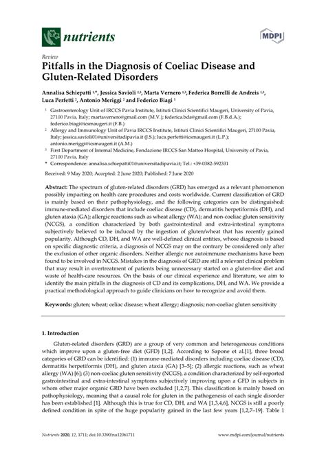 PDF Pitfalls In The Diagnosis Of Coeliac Disease And Gluten Related Disorders
