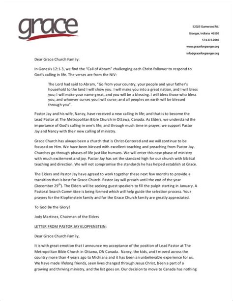 Pastor Letter Of Resignation Sample Resignation Letter