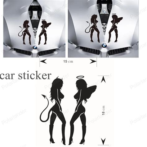 Newest Reflective Car Stickers Car Sticker Angel Devil Sticker Sexy Car Stickers Beauty 15 18cm