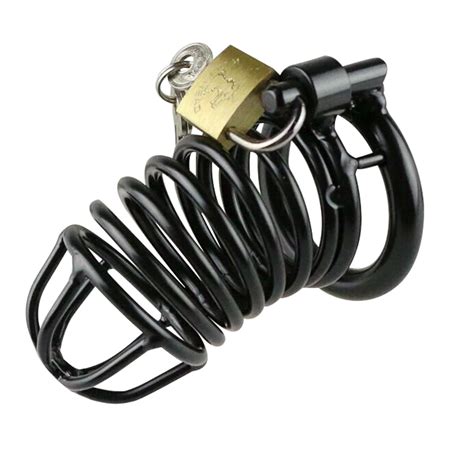 Black Metal Male Chastity Penis Lock Cage Penis Ring Sexy Toys For Men