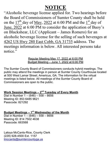 Notice Of Alcohol License Applied For Americus Times Recorder