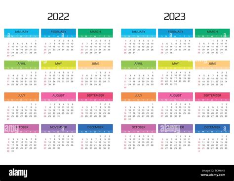 Calendar 2022 And 2023 Template 12 Months Include Holiday Event Week