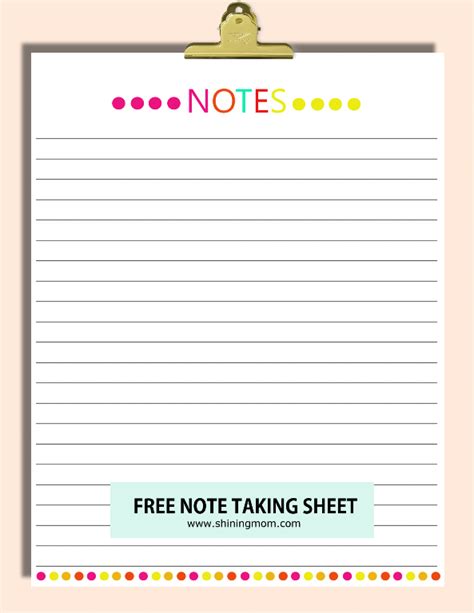 Printable Note Taking Template