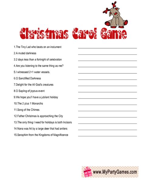Christmas Carol Game Printable Free Printable Templates