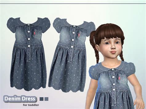 The Sims Resource Denim Dress For Toddler By Puresim Sims 4 Downloads