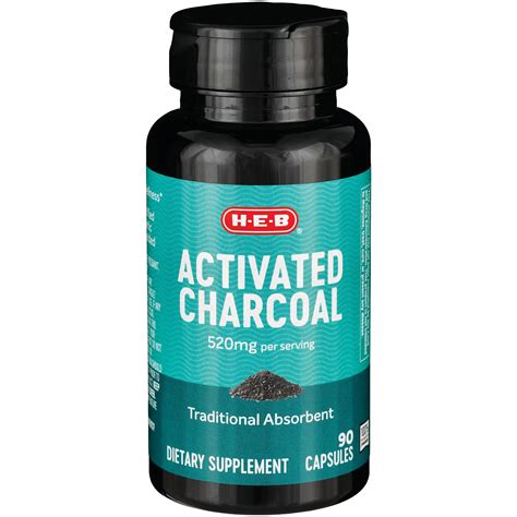 H E B Activated Charcoal Dietary Supplement Capsules 520 Mg Shop