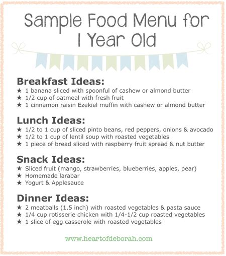 How much baby food should your little one eat? Sample Menu for One Year Old: What Your Child Should Eat ...