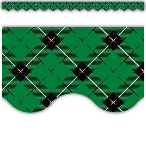 Green Plaid Scalloped Border Trim Tcr5661 Teacher Created Resources