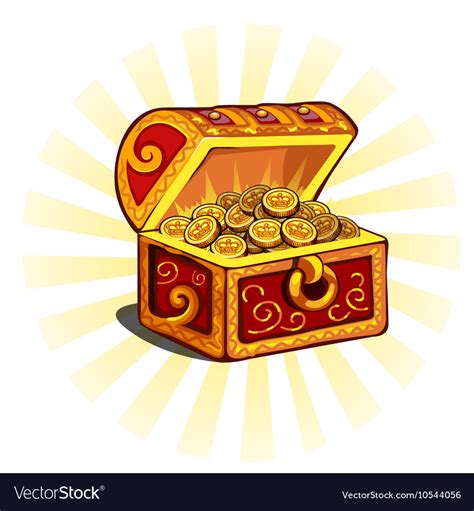 Red Glowing Open Chest With Gold Coins Royalty Free Vector