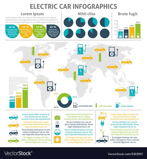 Electric Car Infographic Set Royalty Free Vector Image