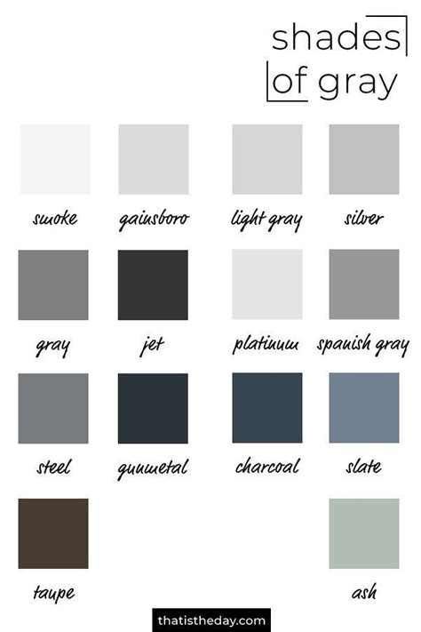 228 Shades Of Gray Color Names Hex Rgb Cmyk Codes 55 Off