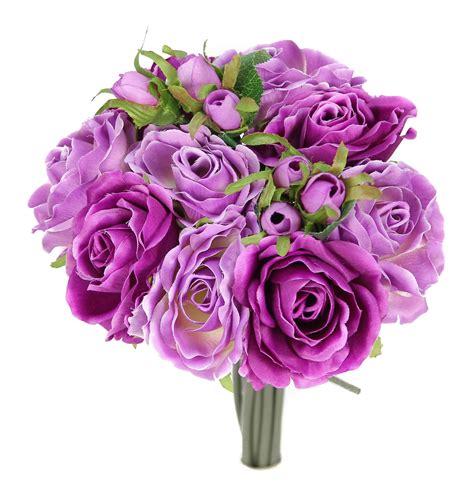Rose Silk Flower Bouquet Lilac Mix