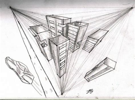 3 Point Perspective Drawing Birds Eye View At