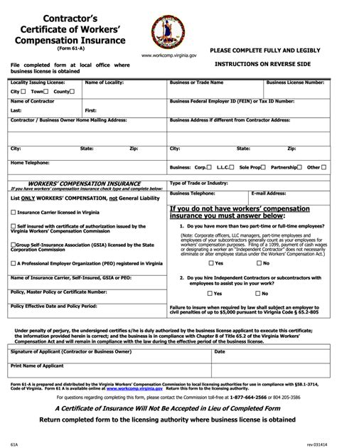 Workcomp Virginia Gov Form 61 A Fill Out And Sign Printable Pdf