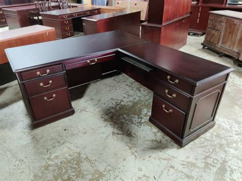 Used Office Desks Kimball 6 X 7 Traditional L Shape Desk At