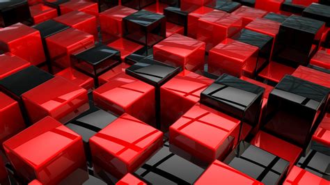 Download Cubes Red And Black Pattern Surface Wallpaper 1920x1080