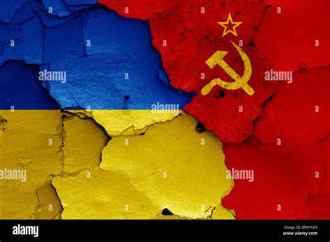 Flags Of Ukraine And Soviet Union Stock Photo Alamy