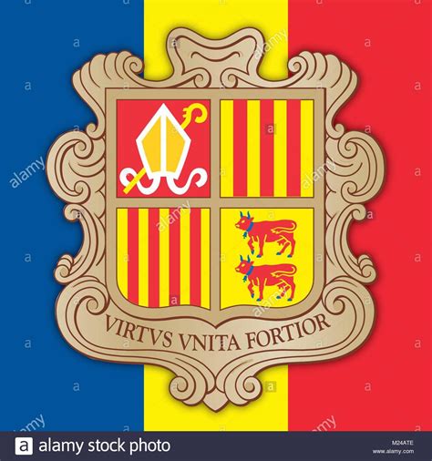 Andorra Flag And Coat Of Arms Official Symbols Of The Country Stock