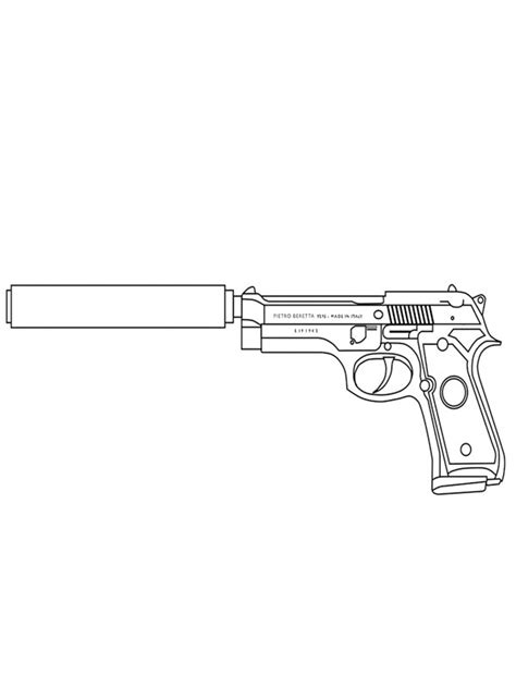 Dibujos Para Colorear Pistola Beretta 92FS Dibujosparaimprimir Es
