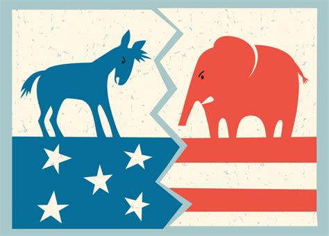 Democrat Donkey Versus Republican Elephant Political Illustratio Skip