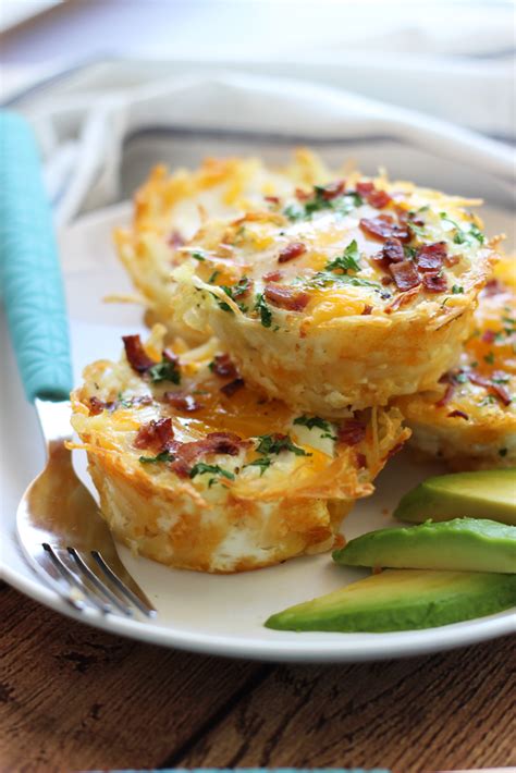 Grate baked potatoes into a large bowl. Hash Brown Egg Nests with Avocado - The Cooking Jar