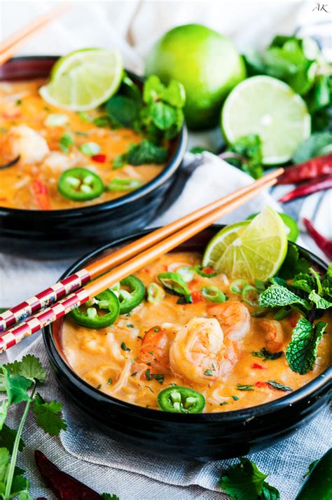 Thai Coconut Curry Shrimp Noodle Soup Aberdeens Kitchen