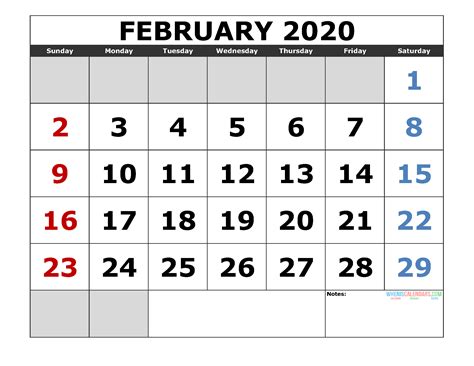 Printable 2020 February Calendar Printable Word Searches
