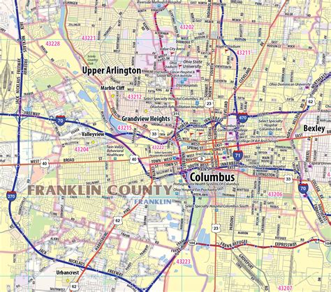Greater Columbus Metro Laminated Wall Map Topographics