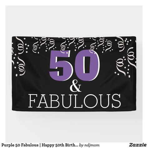 Purple 50 Fabulous Happy 50th Birthday Banner In 2021