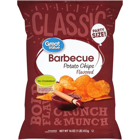 Great Value Barbecue Potato Chips Party Size 16 Oz