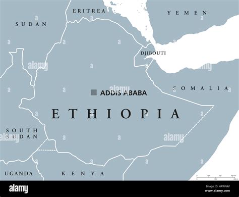 Ethiopia Political Map With Capital Addis Ababa National Borders Stock