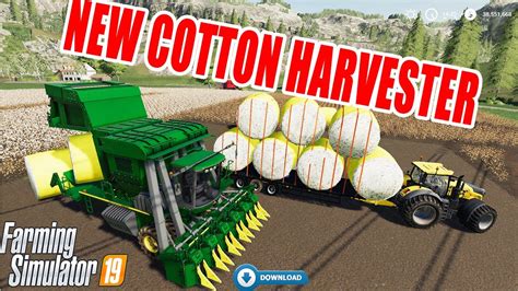Farming Simulator NEW COTTON HARVESTER JOHN DEERE BALER MOD YouTube