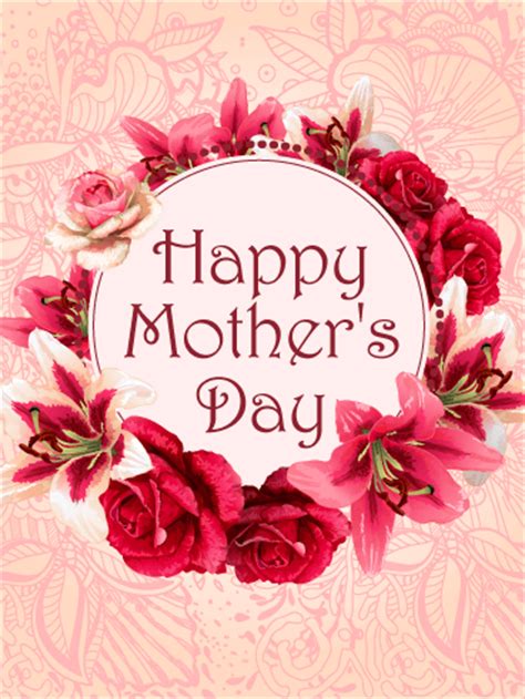 Mother's day has become a day that focuses on generally recognizing mothers' and mother figures' roles. Flower Wreath Happy Mother's Day Card | Birthday ...