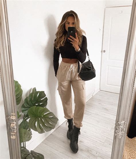 Satin Utility Trousers Outfit Cargo Pants Crop Top Loungewear Outfits Cargo Pants Crop