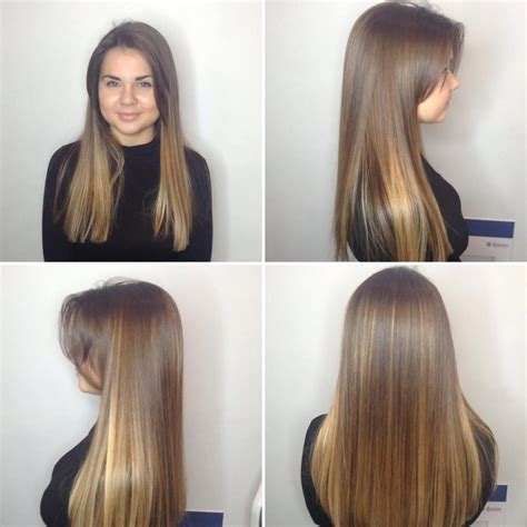 Long Blunt Cut With Long Parted Bangs And Bronde Balayage The Latest
