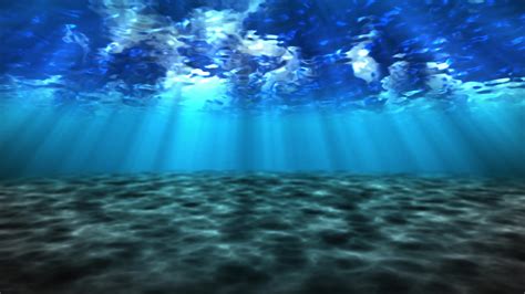 Sunlight Rays Shining Through Ocean Surface Underwater Scene With