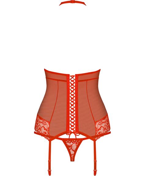 Obsessive Red Sheer Mesh Basque With String Sexystyleeu