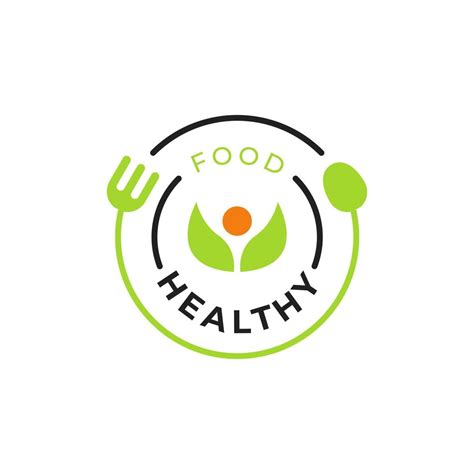 Healthy Food Logo Vector Design With Natural Fresh Green Leaf Icon