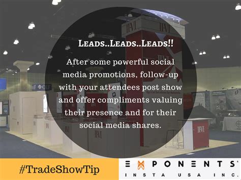 #Tradeshow Tip - Leads, leads, leads!! #eventprofs | Tradeshow booth, Trade show, Trade show display