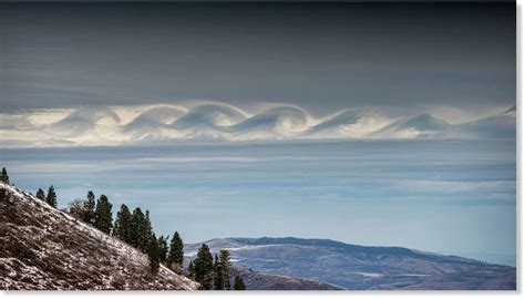 Kelvin Helmholtz Wave Clouds Appear Over Snowbasin Utah