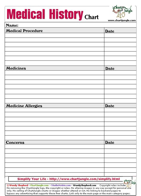 Medical History Chart Printable Medical Billing Tips Pinterest