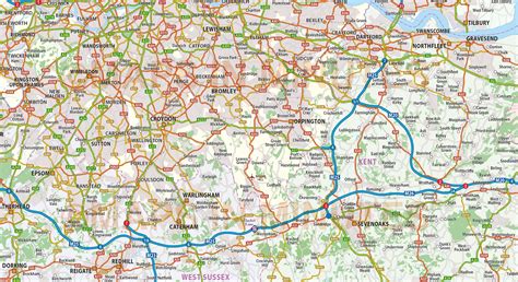 Digital Vector Map Of Greater London M25 With Roads 250k Scale In