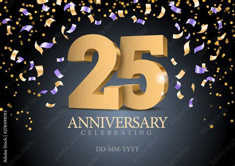 Anniversary 25 Gold 3d Numbers Poster Template For Celebrating 25th